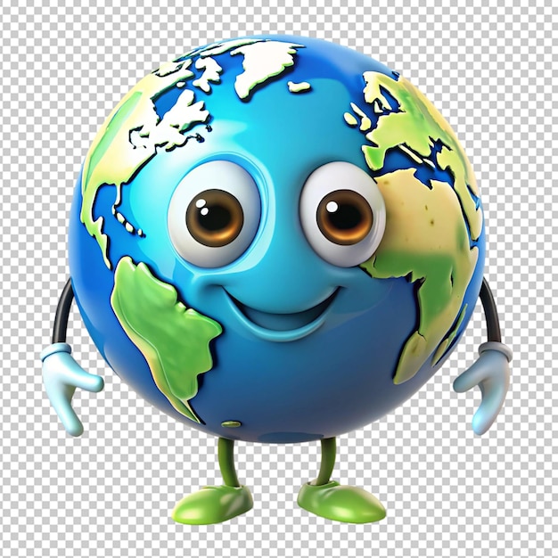 PSD happy earth concept illustration isolated on transparent background