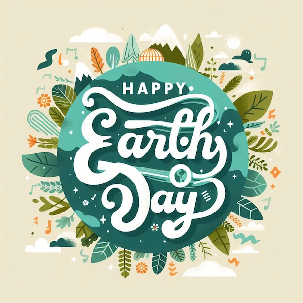 Happy earth day banner Poster for earth day Earth day calligraphy logo style font typeface