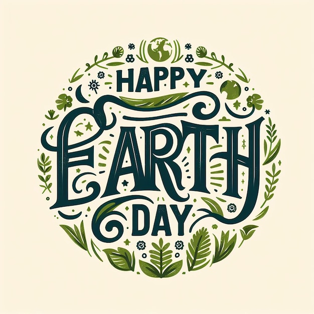 Happy earth day banner Poster for earth day Earth day calligraphy logo style font typeface