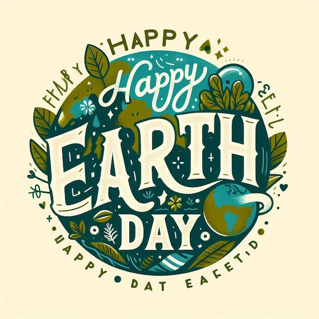 Happy earth day banner Poster for earth day Earth day calligraphy logo style font typeface