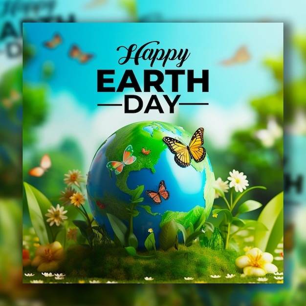 happy earth day social media post design