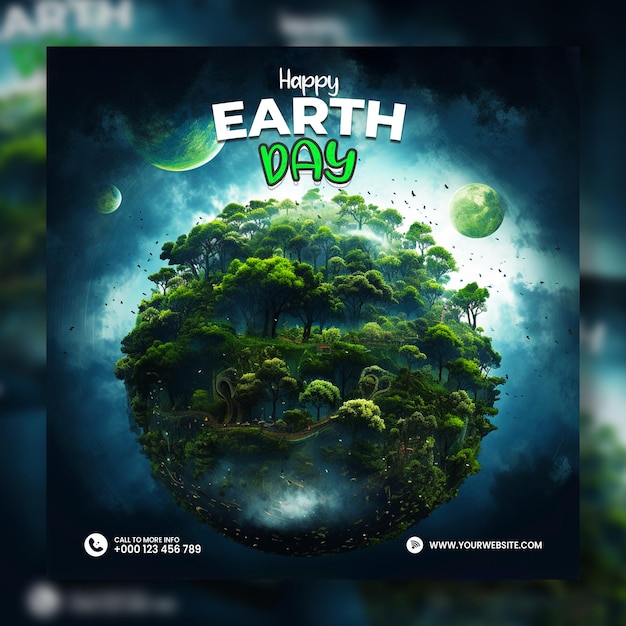 happy earth day social media post design