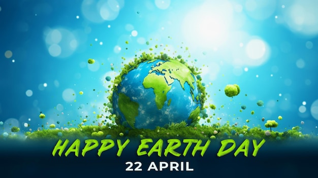 Happy Earth Day special greeting card with psd background