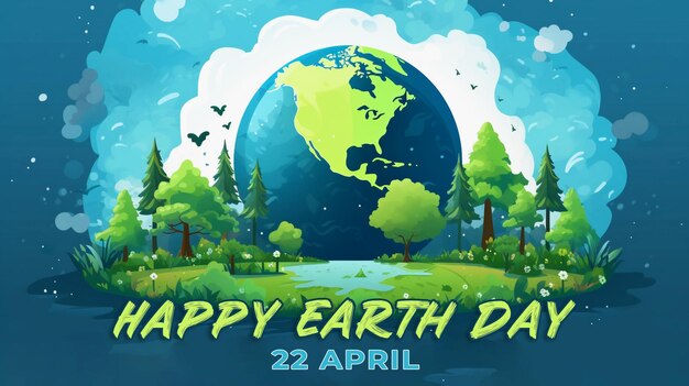 Happy Earth Day special greeting card with psd background