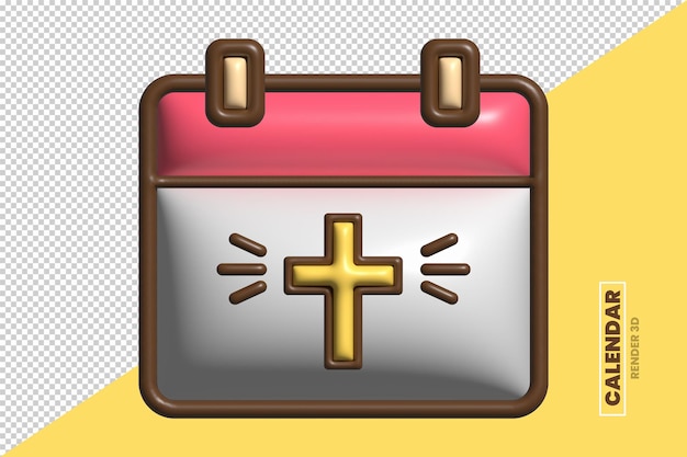 Happy Easter Day Banner With 3D Render Icon Calender