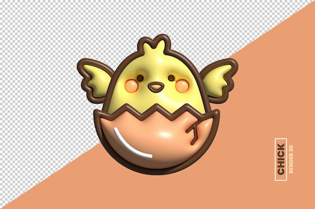 Happy Easter Day Banner With 3D Render Icon Easter Chick