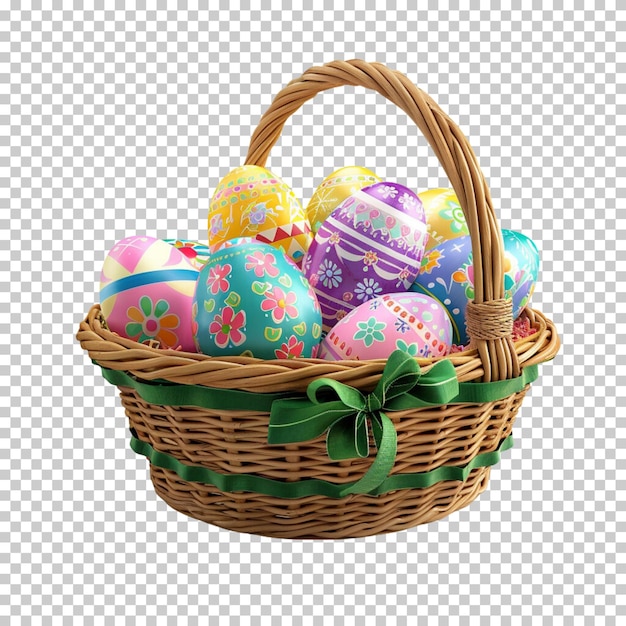 Happy easter day eggs with bunny on transparent background