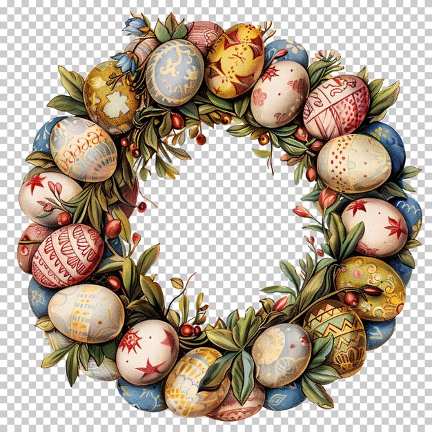 Happy easter day eggs with bunny on transparent background