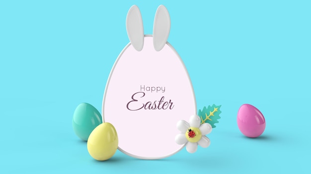 Happy Easter Day greeting card . 3D rendering.