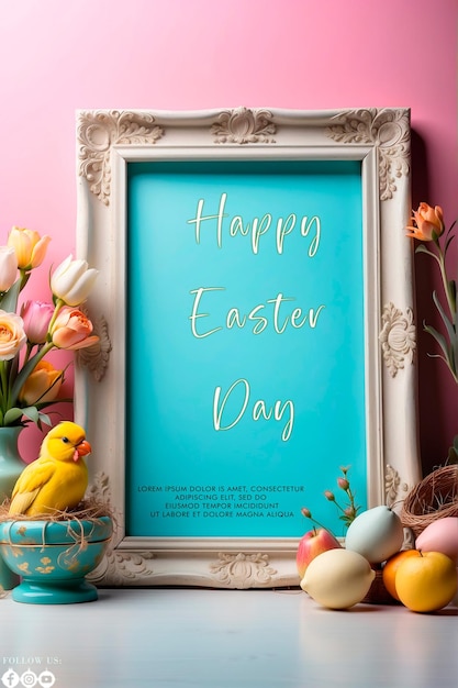 Happy easter day in paper style with multicolored eggs