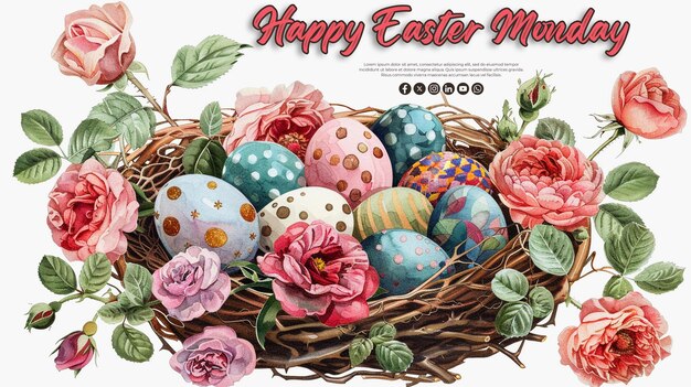 Happy Easter Monday celebration with a psd background