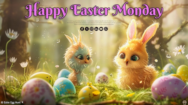 Happy Easter Monday celebration with a psd background