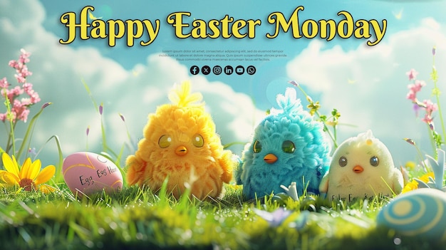 Happy Easter Monday celebration with a psd background