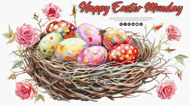 Happy Easter Monday celebration with a psd background