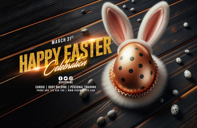 PSD happy easter vertical poster template with for easter celebration