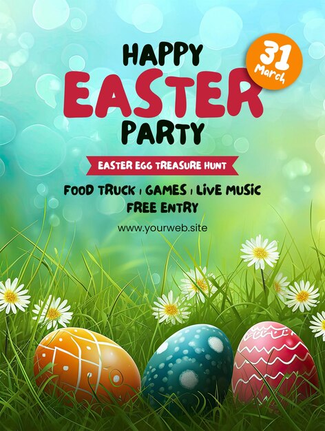 PSD happy easter vertical poster template with for easter celebration