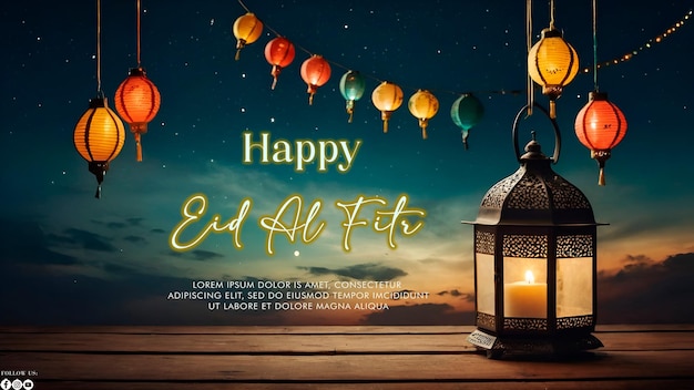 Happy Eid Alfitr poster with a background Type