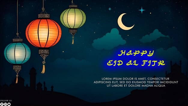 Happy Eid Alfitr poster with a background Type