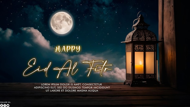 Happy Eid Alfitr poster with a background Type