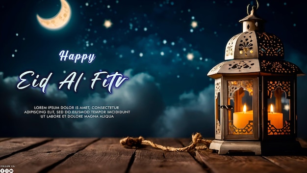 Happy Eid Alfitr poster with a background Type