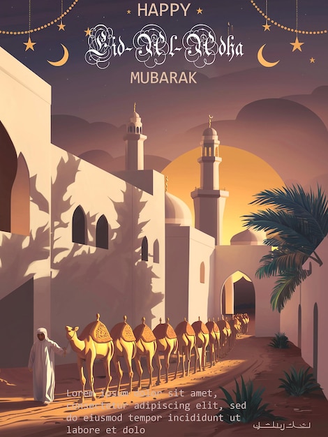 Happy eid mubarak post design template