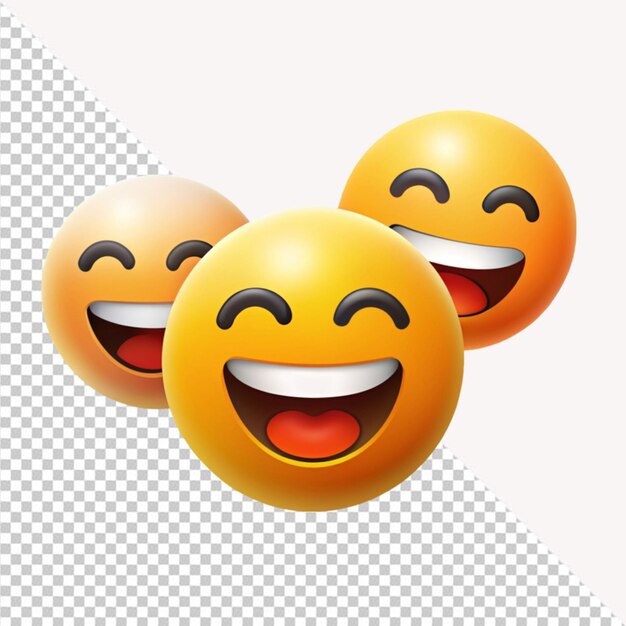 happy face emoji on transparent background