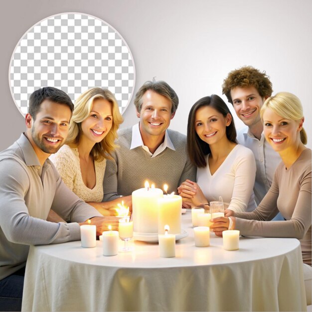 PSD happy family celebrating passover on transparent background