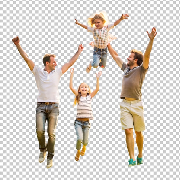 happy family walks in nature mom and dad on transparent background