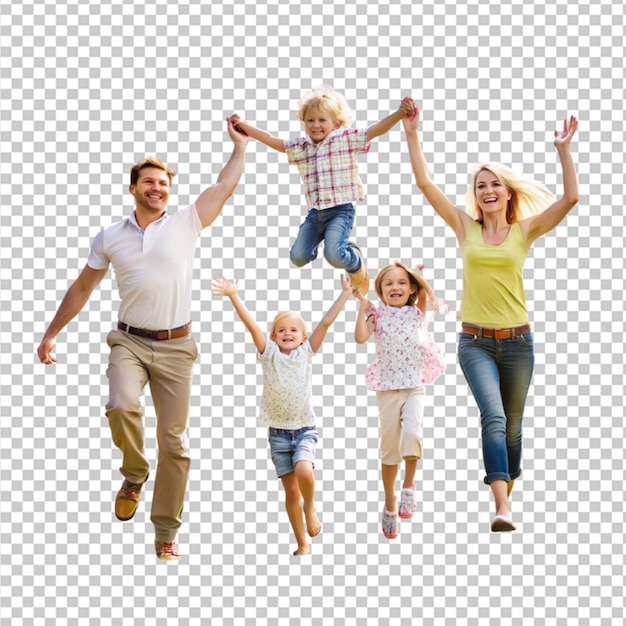 happy family walks in nature mom and dad on transparent background