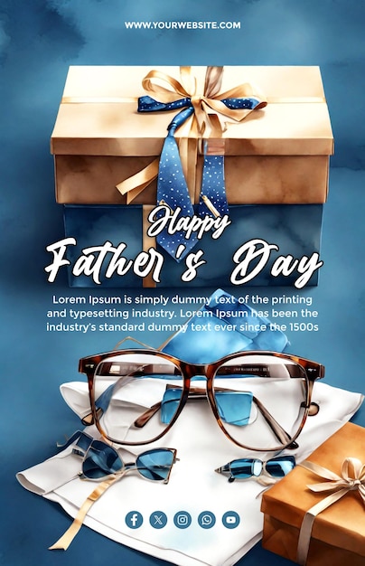 PSD happy father day social media banner and poster template