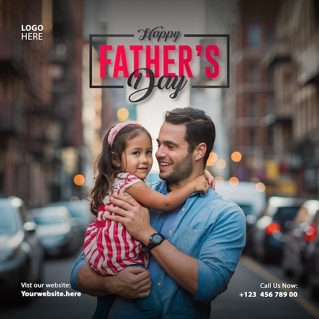 Happy fathers day artwork social media banner wish card illustration photoshop cartoon template new