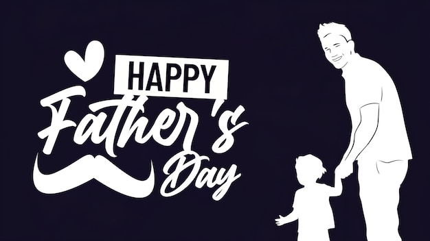 Happy Fathers day banner with father and his son are having a nice time