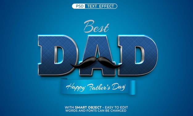 PSD happy fathers day editable 3d style text effect