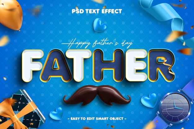 PSD happy fathers day editable text effect