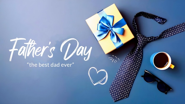 Happy Fathers day facebook cover with tie hart and giftbox