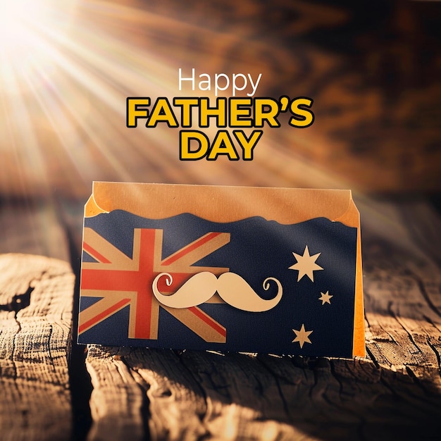 Happy fathers day Hipster style Card with mustache for Dads Day holiday in Australia