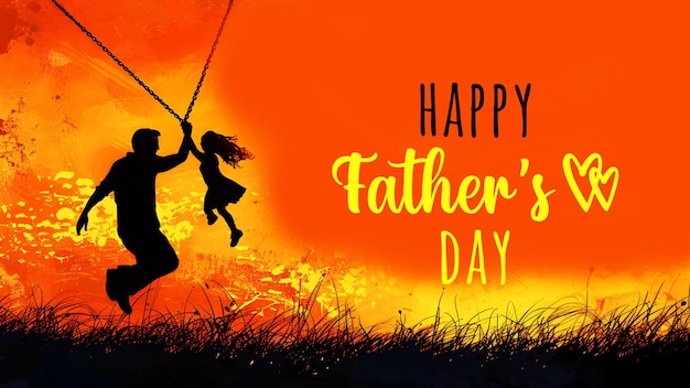 Happy fathers day poster concept with father and son playing with colourful background