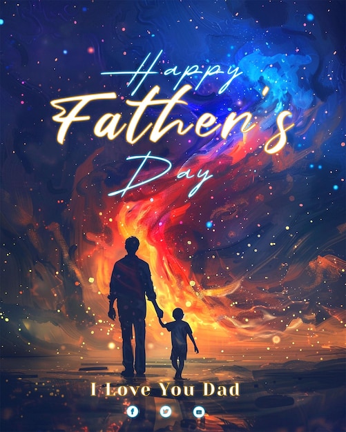 Happy fathers day social media post template psd background design