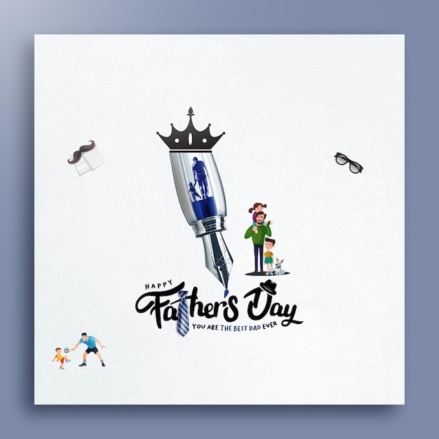 Happy Fathers Day tie and typography vector with white background