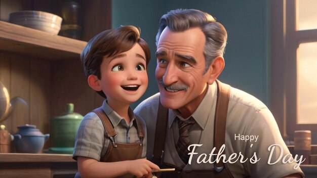 Happy Fathers Day Wishes Banner PSD Design with Fathers and Kids Love