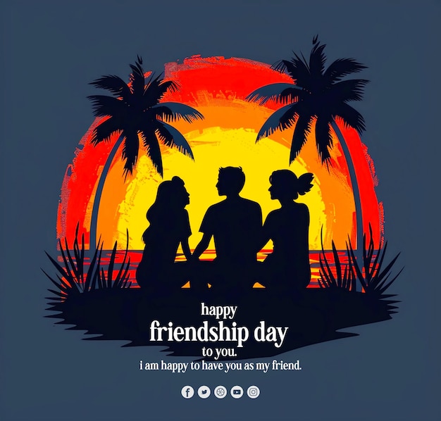 PSD happy friendship day banner design with the friend