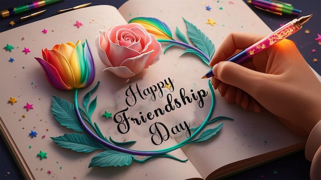 PSD happy friendship day concept friends forever written on friendship band