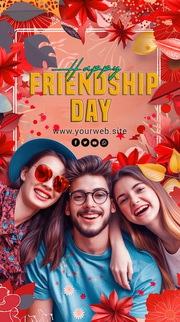 happy friendship day psd social media poster design background