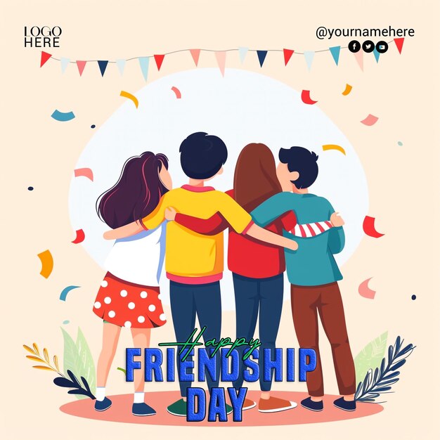 happy friendship day psd social media poster design background