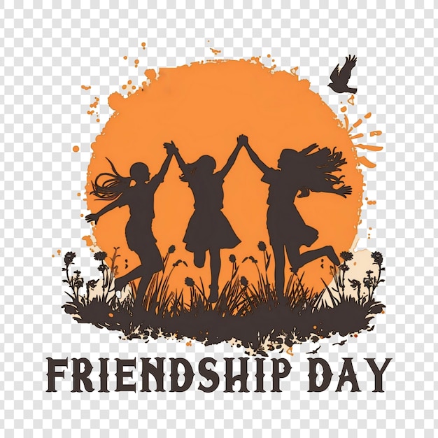 PSD happy friendship day with a sunset in the transparent background