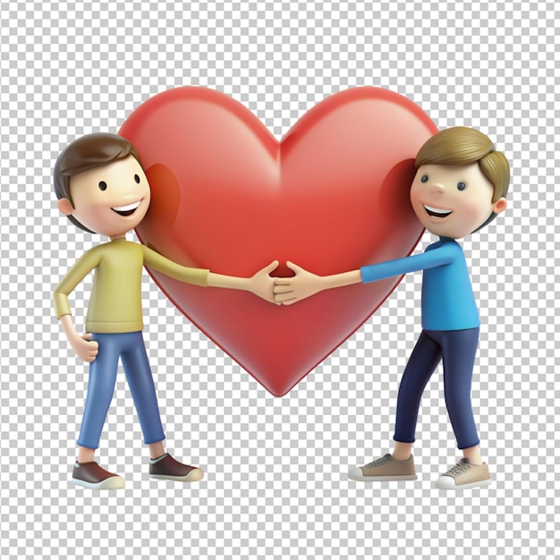 PSD happy friendship greeting with join heart transparent background