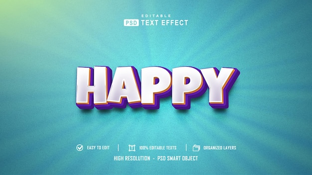 Happy and Fun game text effect editable PSD