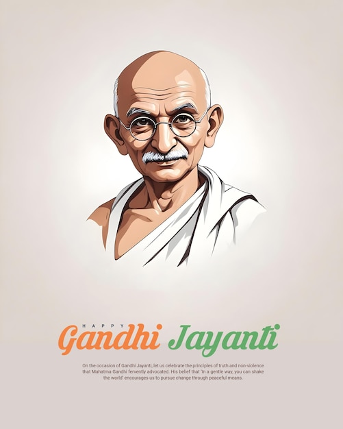 Happy Gandhi Jayanti on 2nd October a national festival of India celebration social media post