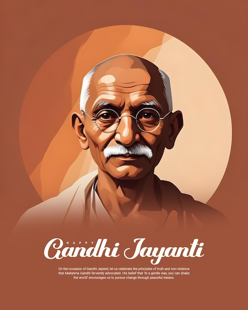 Happy Gandhi Jayanti on 2nd October a national festival of India celebration social media post