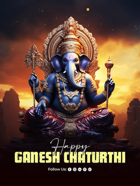 Happy Ganesh Chaturthi festival poster design